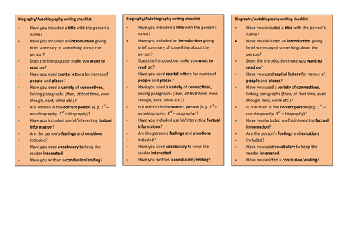 Checklists for students writing for purpose