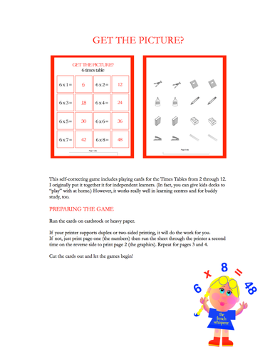 Taming the 6 Times Tables without Tears (GET THE PICTURE? multiplication game)