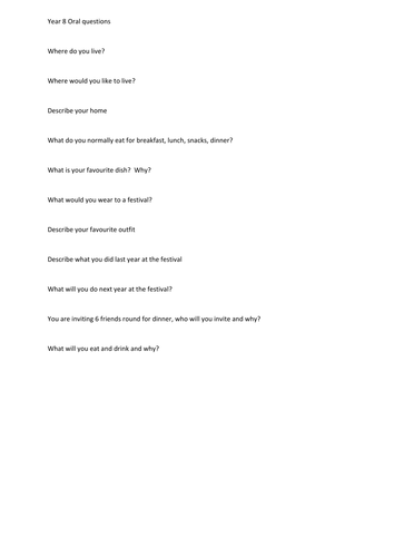 Year 8 general questions 