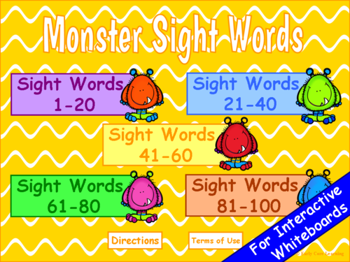 Monster Sight Words PowerPoint Game