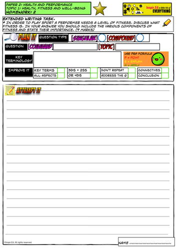 New Edexcel GCSE PE Extended Writing Homework Unit 2 Topic 1 - Components of Fitness