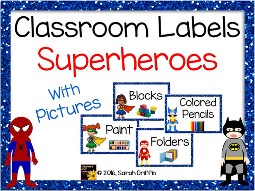 Superhero Classroom Labels with Pictures