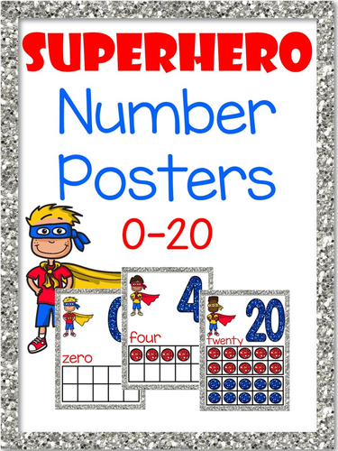 Superhero Number Posters with Tens Frames