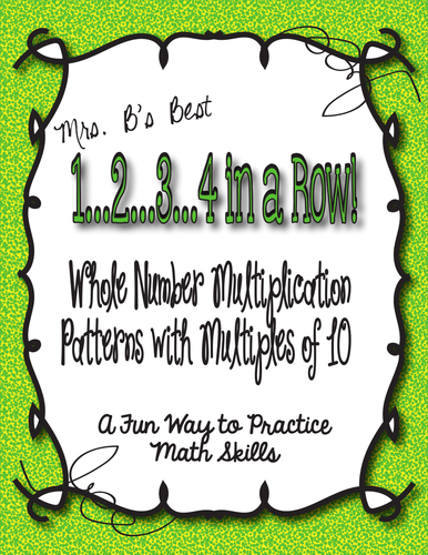 1..2..3..4 in a Row Math Game! Whole Number Multiplication with Multiples of 10