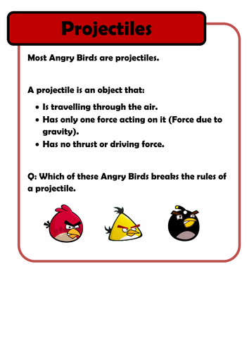 Angry birds - projectile motion