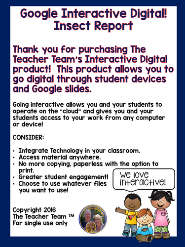 Google Classroom Insect Report for Google Drive