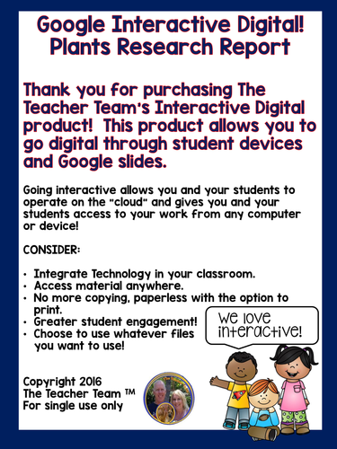 Google Classroom Plant Research Report for Google Drive