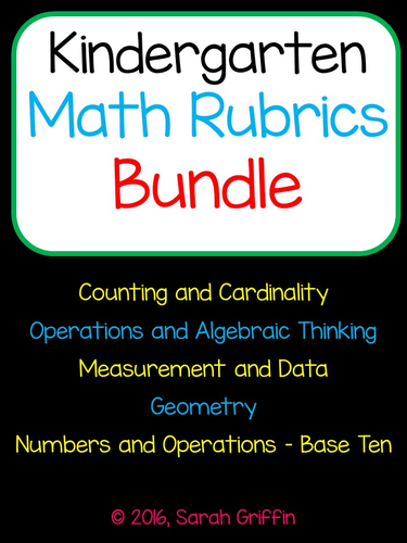 Kindergarten Math Rubrics for Common Core 