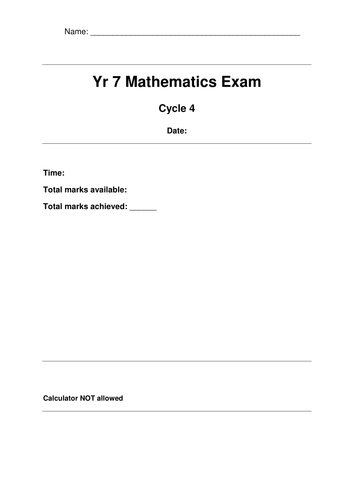 End of Year 7 Assessment with Grades for the New GCSE specifications.