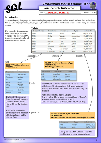 SQL Computational Thinking Exercises - Set 1 (Basic Search Instructions)