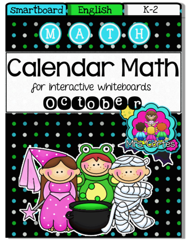 SMARTBOARD Calendar Math- October HALLOWEEN VERSION (English)