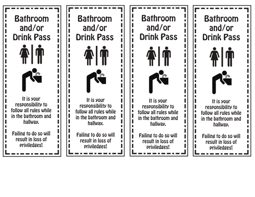 Bathroom/Drink Passes (4 passes per sheet)