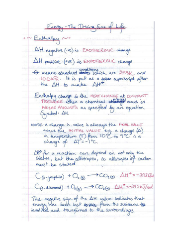 Enthalpy/Energy/Hess's Law/Thermodynamics Hand written revision Notes