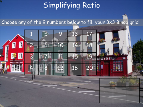 Simplifying ratio Bingo