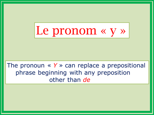 Le pronon « y » (The pronoun "y")