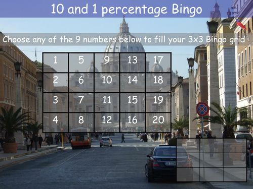 Percentages. Finding 10% and 1% of an amount Bingo | Teaching Resources