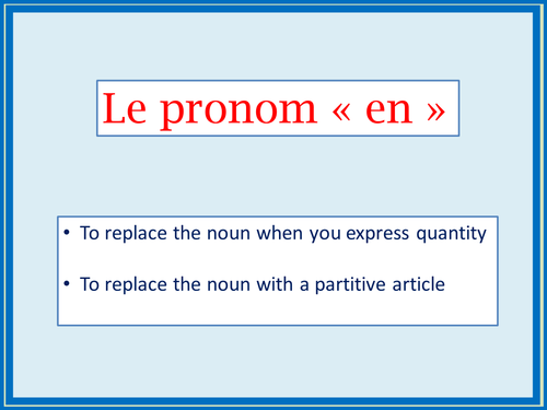 Le pronom « en » (The pronoun "en")