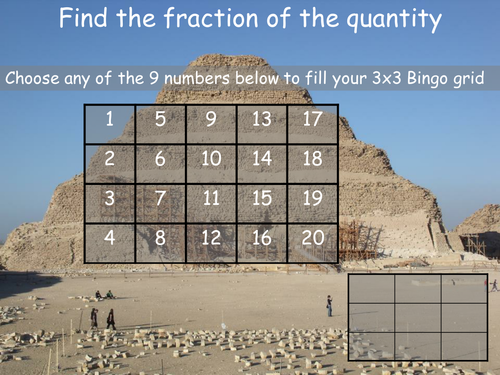 Fraction of a quantity Bingo