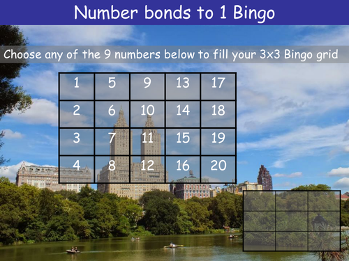 Number bonds to 1 Bingo