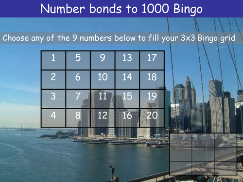 Number bonds to 1000 Bingo