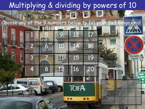 Multiplying and dividing by powers of 10 Bingo