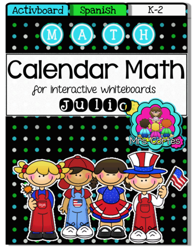 ACTIVBOARD Calendar Math- Julio (Spanish)