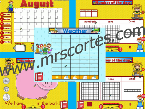  EASITEACH Calendar Math- August (English)