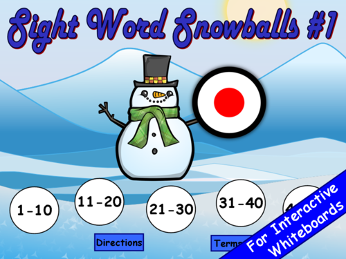 Sight Words Snowball #1 PowerPoint Game