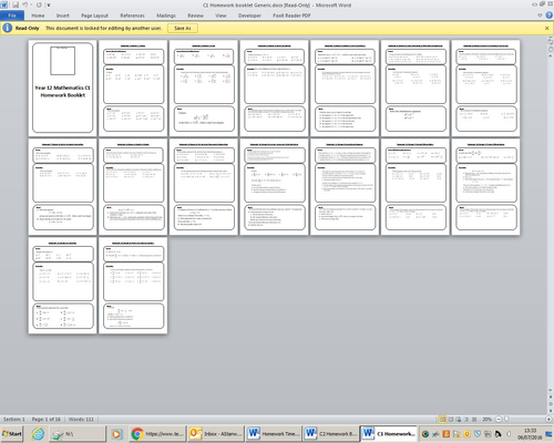 C1 and C2 A-Level Edexcel Mathematics Homework Booklets