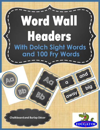 Word Wall - Burlap and Chalkboard Theme - Sight Words