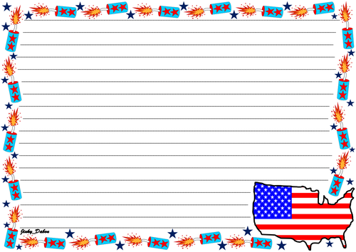 4th of July Themed Lined paper,  Page borders and Cut-out Borders