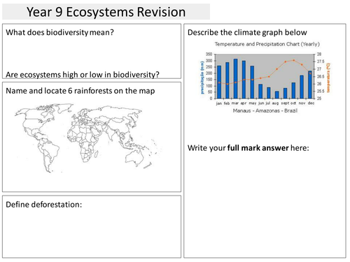 Rain forest ecosystems A3 revision broadsheets