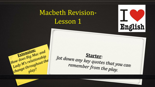 AQA Macbeth revision lessons