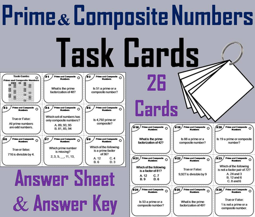 Prime and Composite Numbers Task Cards