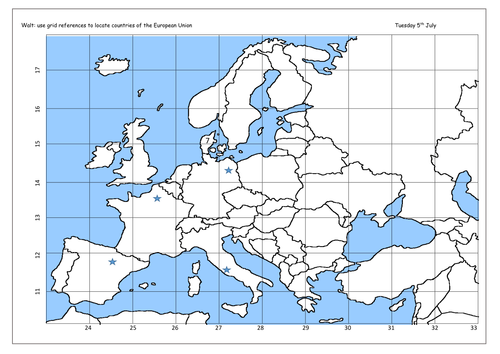 Grid reference using Europe European Union.