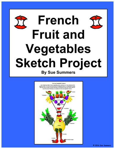 French Food Fruits and Vegetables Sketch Project