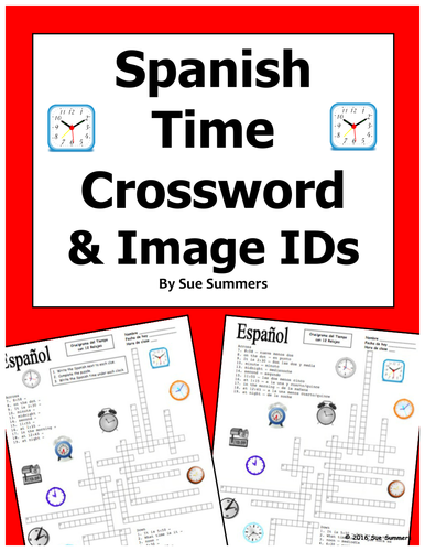 Spanish Time 20 Word Crossword Puzzle and Image IDs