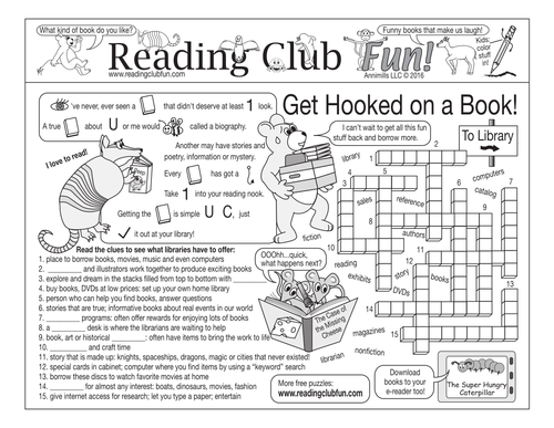 Get Hooked on a Book Two-Page Activity Set