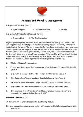 Religion and Morality 9/9 - Assesmsent