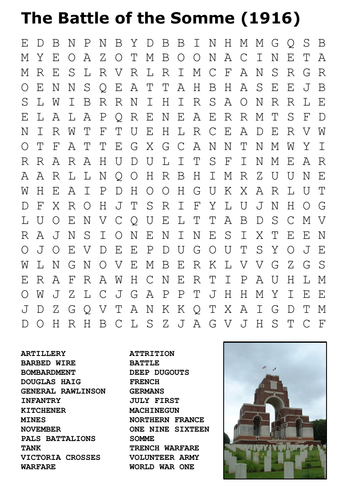 The Battle of the Somme Word Search