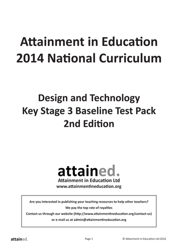 KS3 D&T Baseline Test Pack 2nd Edition