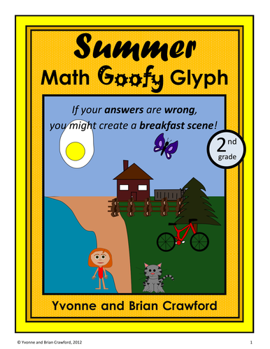 Summer Review Math Goofy Glyph (2nd Grade Common Core)