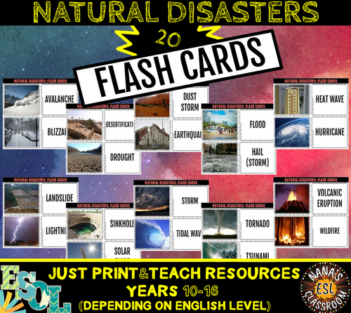 NATURAL DISASTERS 20 FLASH CARDS