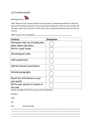 Year 5 / 6 Writing a Recount Unit of Work / 2 weeks lesson plans
