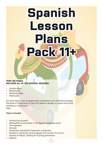 Spanish Lesson Plans & Material for 11+ Pack - Vol.1
