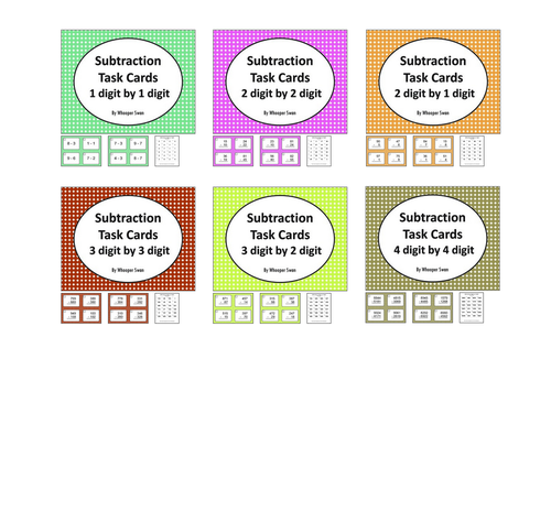 Subtraction Task Cards Bundle