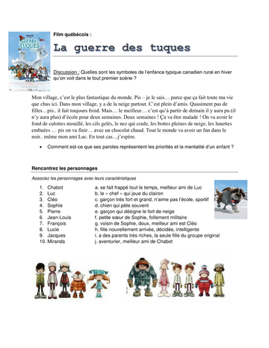 Guerre des tuques - Activities for the film