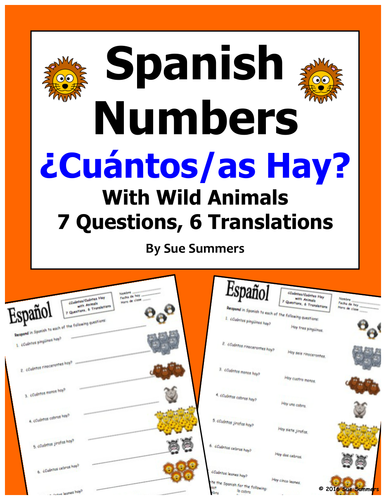 Spanish Numbers and Wild Animals Vocabulary - ¿Cuántos hay?