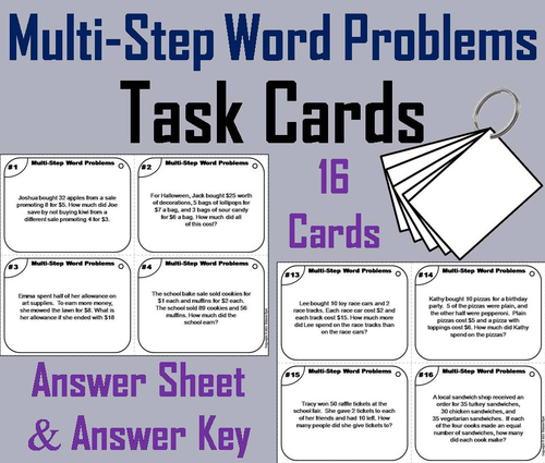 Multi Step Word Problems Task Cards