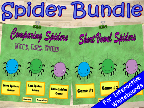 Comparing and Short Vowel Spiders PowerPoint Game Bundle